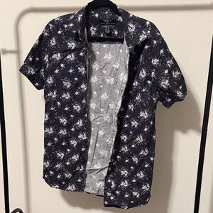 Forever 21 Black Floral Casual Button Down Shirt